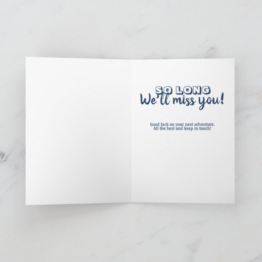 Vaarwel en veel succes met vertrekken kaart (Binnen)