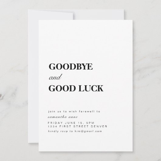 Vaarwel en veel succes pensioen verhuisfeest kaart (Voorkant)