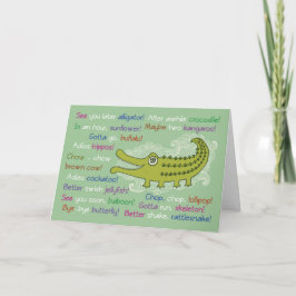 Vaarwel en veel succes van de groep, Alligator Kaart