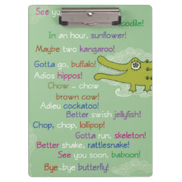 Vaarwel en veel succes van de groep, Alligator Klembord