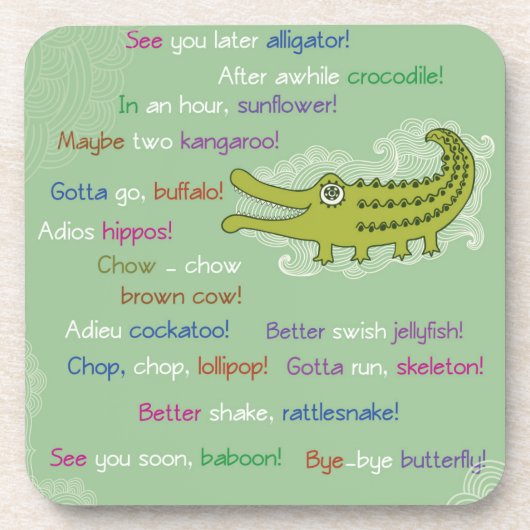 Vaarwel en veel succes van de groep, Alligator Onderzetter (Voorkant)