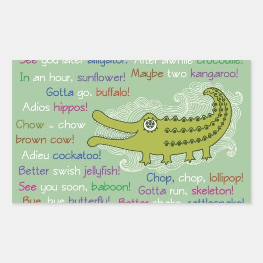 Vaarwel en veel succes van de groep, Alligator Rechthoekige Sticker (Voorkant)