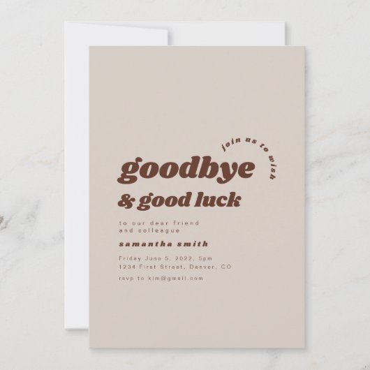 Vaarwel en veel succes verhuisfeest uitnodigen kaart (Voorkant)