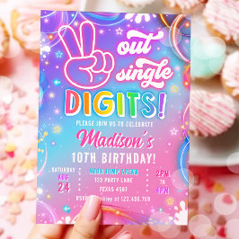 Vaarwel Enkel Cijfers Neon Glow Meisje Verjaardag Kaart
