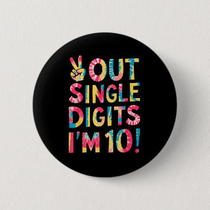 Vaarwel Enkele Cijfers Ik Ben 10 Jaar Oud 10e Verj Ronde Button 5,7 Cm