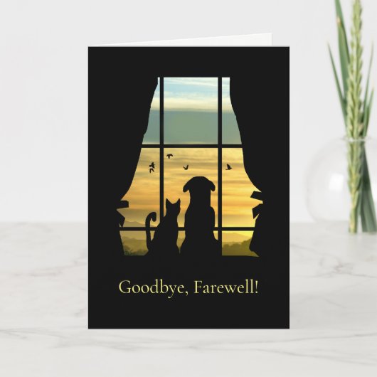 Vaarwel Farewell Cute Dog en Cat Kaart (Voorkant)
