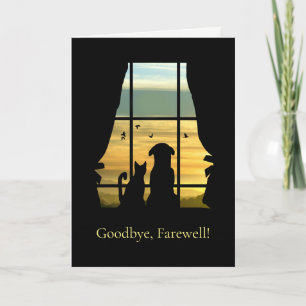 Vaarwel Farewell Cute Dog en Cat Kaart