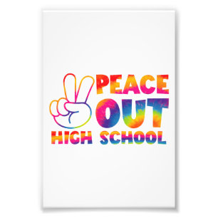 Vaarwel Hoge School Tie Dye Laatste Dag Van School Foto Afdruk