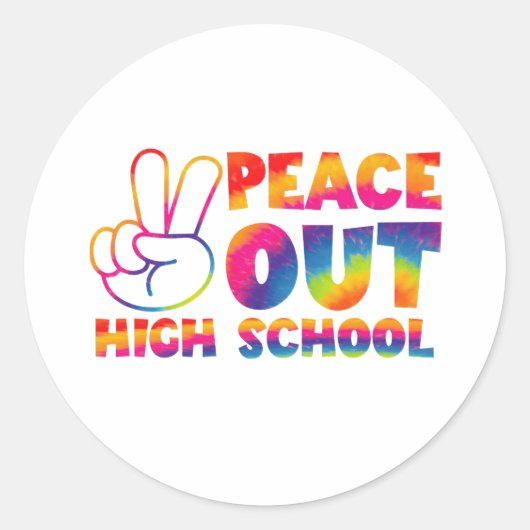 Vaarwel Hogeschool Tie Dye Laatste Schooldag Ronde Sticker (Voorkant)