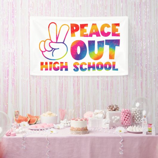 Vaarwel Hogeschool Tie Dye Laatste Schooldag Spandoek (Feest)