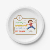 Vaarwel Kindergarten Hallo eerste graad 2022 Papieren Bordje (Voorkant)