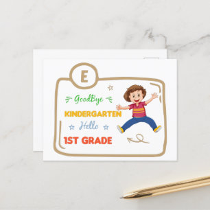 Vaarwel Kindergarten Hallo eerste graad Briefkaart
