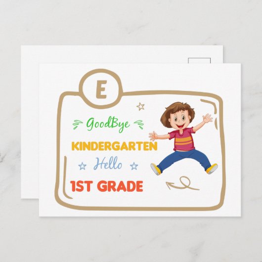 Vaarwel Kindergarten Hallo eerste graad Briefkaart (Voorkant / Achterkant)