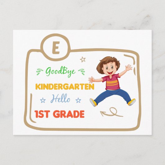 Vaarwel Kindergarten Hallo eerste graad Briefkaart (Voorkant)