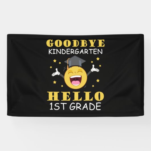 Vaarwel Kindergarten Hallo eerste graad Spandoek (Horizontaal)