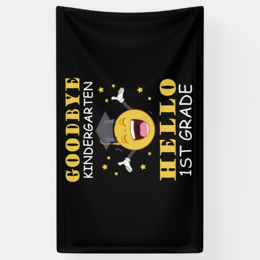 Vaarwel Kindergarten Hallo eerste graad Spandoek (Verticaal)