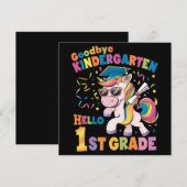 Vaarwel Kindergarten Hallo eerste graad Unicorn Kaart (Voorkant / Achterkant)