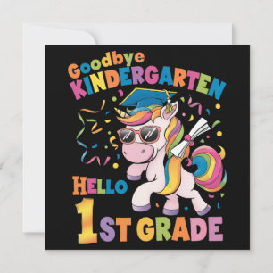Vaarwel Kindergarten Hallo eerste graad Unicorn Kaart