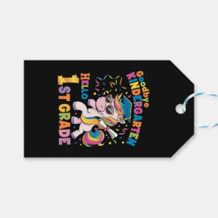 Vaarwel kleuterschool, hallo 1e klas eenhoorn cadeaulabel