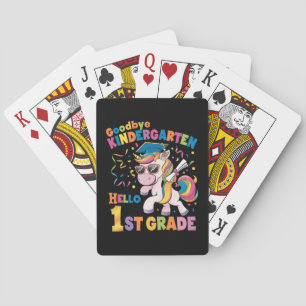 Vaarwel kleuterschool hallo 1e klas eenhoorn pokerkaarten