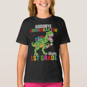 Vaarwel kleuterschool hallo 1e leerjaar T Rex Scho T-shirt