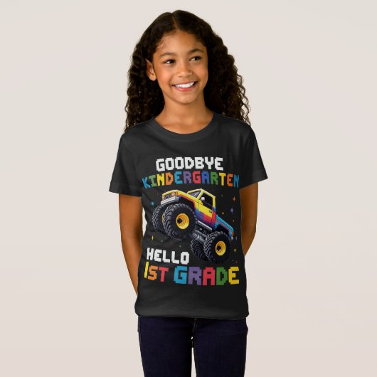 Vaarwel Kleuterschool Monster Truck Afstuderen T-shirt (Voorkant volledig)