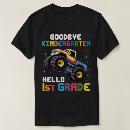 Vaarwel Kleuterschool Monster Truck Afstuderen T-shirt (Design voorkant)