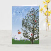 Vaarwel met vogels in boom kaart (Gele Bloem)
