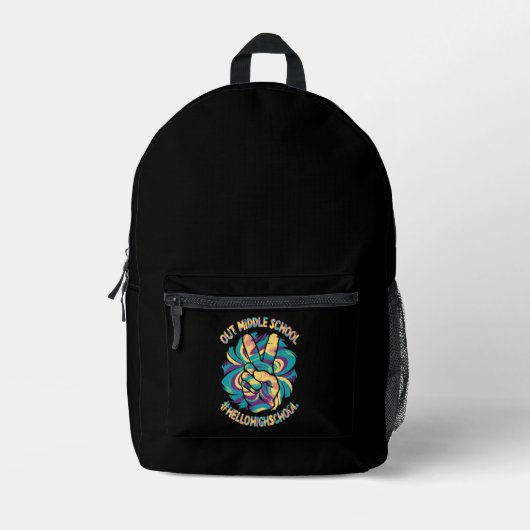 Vaarwel Middel Hallo Middelbare School Tie Dye  Bedrukte Rugzak (Voorkant)