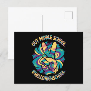 Vaarwel Middel Hallo Middelbare School Tie Dye  Briefkaart