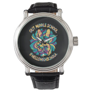 Vaarwel Middel Hallo Middelbare School Tie Dye  Horloge
