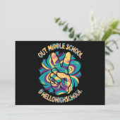 Vaarwel Middel Hallo Middelbare School Tie Dye Kaart (Staand voorkant)