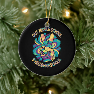 Vaarwel Middel Hallo Middelbare School Tie Dye Keramisch Ornament