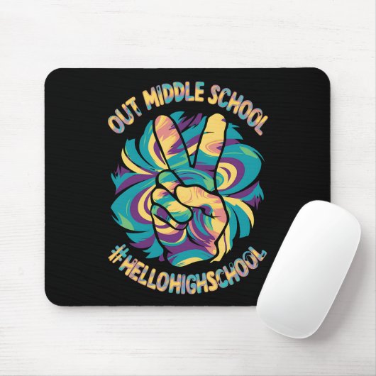 Vaarwel Middel Hallo Middelbare School Tie Dye Muismat (Met muis)