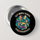 Vaarwel Middel Hallo Middelbare School Tie Dye  Ronde Button 7,6 Cm (Voorkant /achterkant)