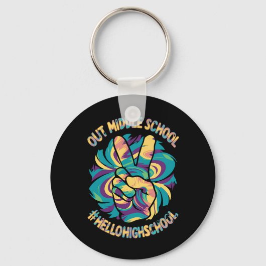 Vaarwel Middel Hallo Middelbare School Tie Dye  Sleutelhanger (Voorkant)