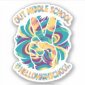 Vaarwel Middel Hallo Middelbare School Tie Dye  Sticker (Voorkant)