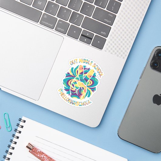 Vaarwel Middel Hallo Middelbare School Tie Dye  Sticker (Laptop met iPhone)