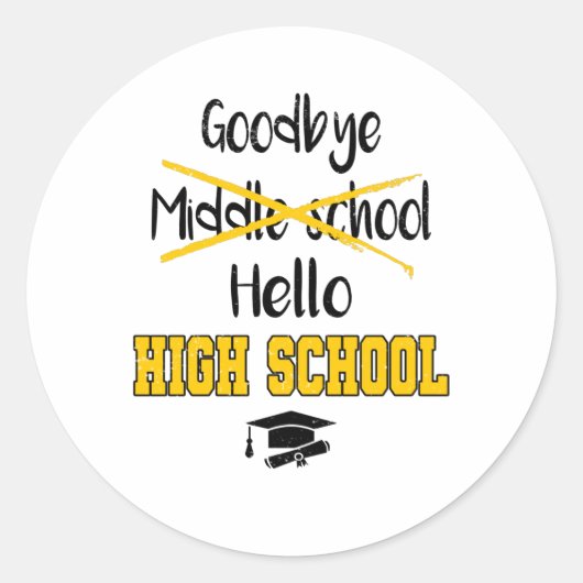 Vaarwel middelbare school Afstuderen middelbare sc Ronde Sticker (Voorkant)