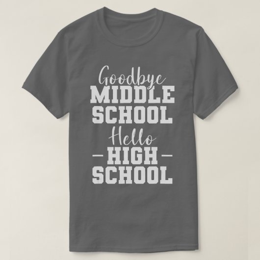 Vaarwel middelbare school Hallo basisschool T-shirt (Design voorkant)