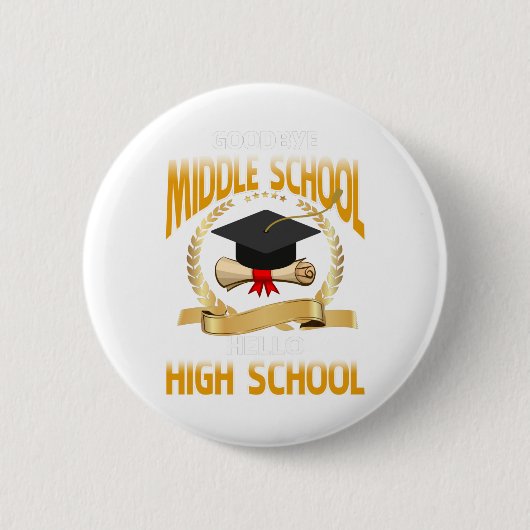 Vaarwel middelbare school Hallo middelbare school Ronde Button 5,7 Cm (Voorkant)