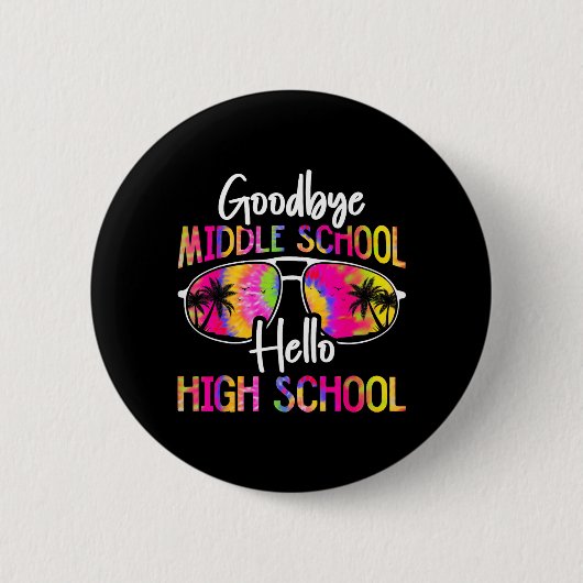 Vaarwel Middelbare School Hallo Middelbare School Ronde Button 5,7 Cm (Voorkant)