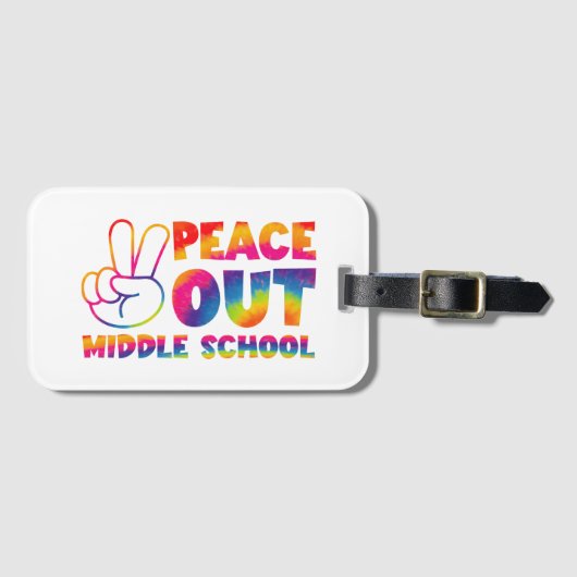 Vaarwel Middelbare School Tie Dye Laatste Schoolda Bagagelabel (Voorkant (horizontaal))