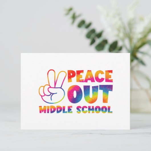 Vaarwel Middelbare School Tie Dye Laatste Schoolda Bedankkaart (Staand voorkant)