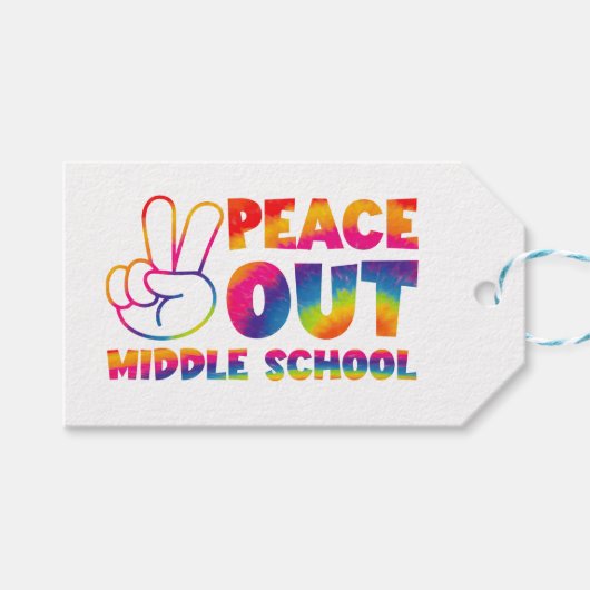 Vaarwel Middelbare School Tie Dye Laatste Schoolda Cadeaulabel (Voorkant (Horizontaal))