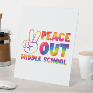Vaarwel Middelbare School Tie Dye Laatste Schoolda Reclamebord Met Voetstuk