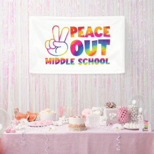 Vaarwel Middelbare School Tie Dye Laatste Schoolda Spandoek