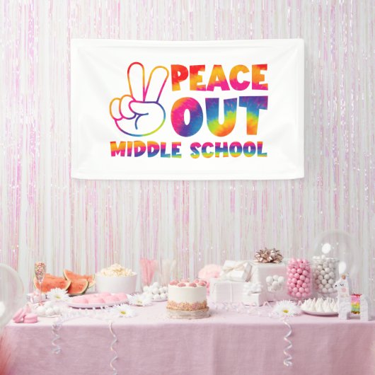 Vaarwel Middelbare School Tie Dye Laatste Schoolda Spandoek (Feest)