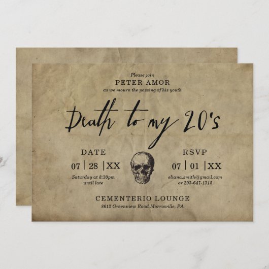 Vaarwel mijn twintiger jaren feest kaart (Voorkant / Achterkant)