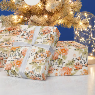 Vaarwel Miss Hallo Mrs. Floral Cute Cadeaupapier